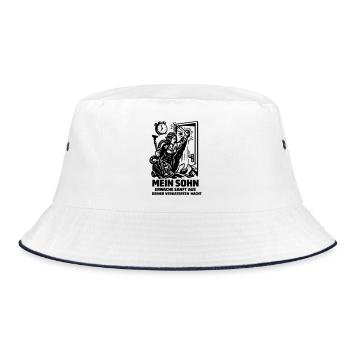Son Awakening Funny Mother Son Scene - Bucket Hat - white/navy - Front