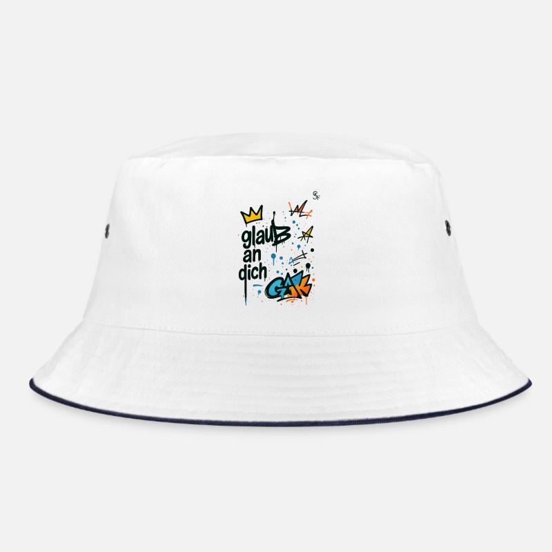Graffiti Glaub An Dich Design - Bucket Hat - Weiß/Navy
