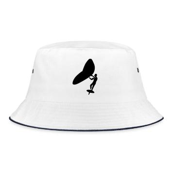 Wingfoil minimalistic logo - Bucket Hat - Weiß/Navy - Vorne