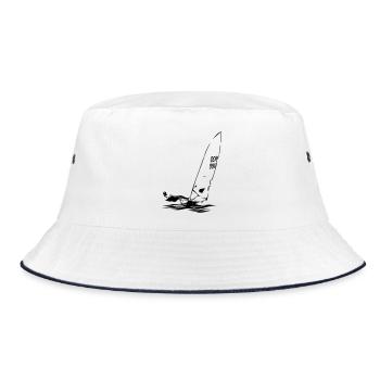 ILCA Laser Segeljolle Segelboot Regatta Segelsport - Bucket Hat - Weiß/Navy - Vorne