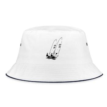 ILCA Laser Segeljollen Segelboote in der Regatta - Bucket Hat - Weiß/Navy - Vorne