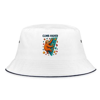 Bouldering Sloth Climbing Gift - Bucket Hat - white/navy - Front