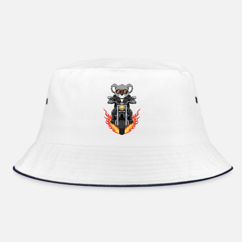 Cool Biker Koala Motorcycle Flames Bucket Hat