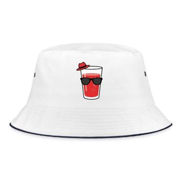 Cocktail avec chapeau et lunettes de soleil - Bob - blanc/marine - Devant