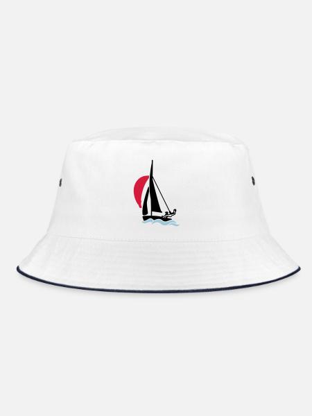 Youth sailing dinghy (420 470 505) sailboat - Bucket Hat - white/navy - Front
