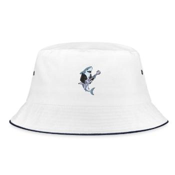 Shark Rocker mit E-Gitarre - Bucket Hat - Weiß/Navy - Vorne