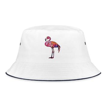 Flamingo Bunt - Bucket Hat - Weiß/Navy - Vorne