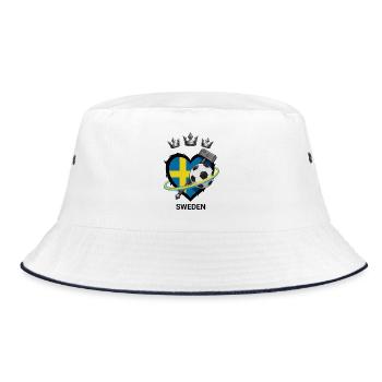 Sweden Football Hammer Heart Fan Design - Bucket Hat - Weiß/Navy - Vorne