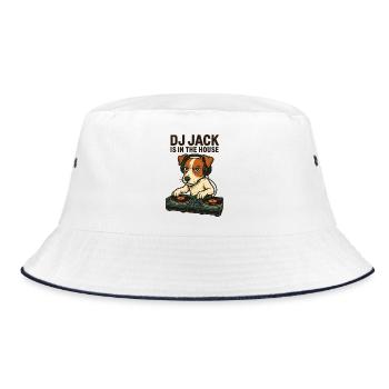 Jack Russell Terrier DJ Turntables Techno Gift - Bucket Hat - white/navy - Front