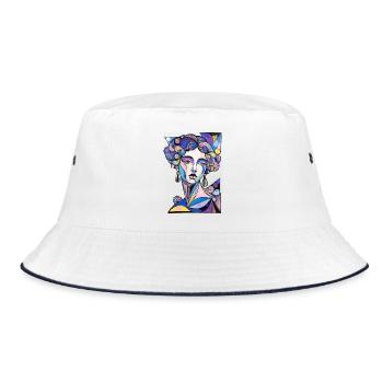 Psychedelischer Surrealismus - Bucket Hat - Weiß/Navy - Vorne