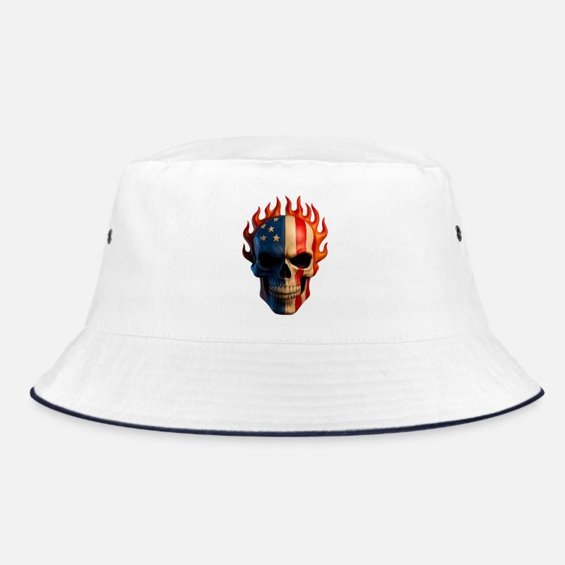 Flammende Flagge Schädel Bucket Hat