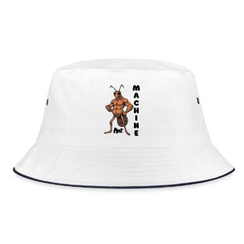 Mechanische Ameise Muskelheld - Bucket Hat - Weiß/Navy - Vorne