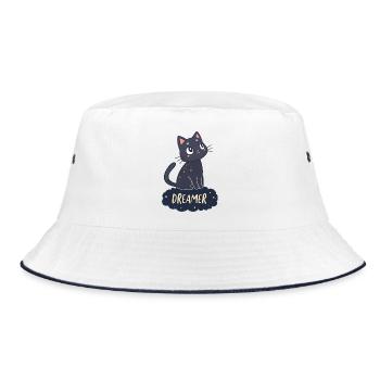 Traumvolle Katzen-Sternennacht - Bucket Hat - Weiß/Navy - Vorne