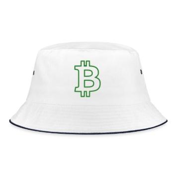 Bitcoin Logo Outline Neon Minimalist - Bucket Hat - white/navy - Front
