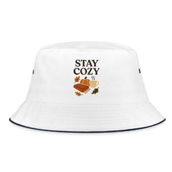 Autumn cosiness: Stay Cozy - Bucket Hat - white/navy - Front