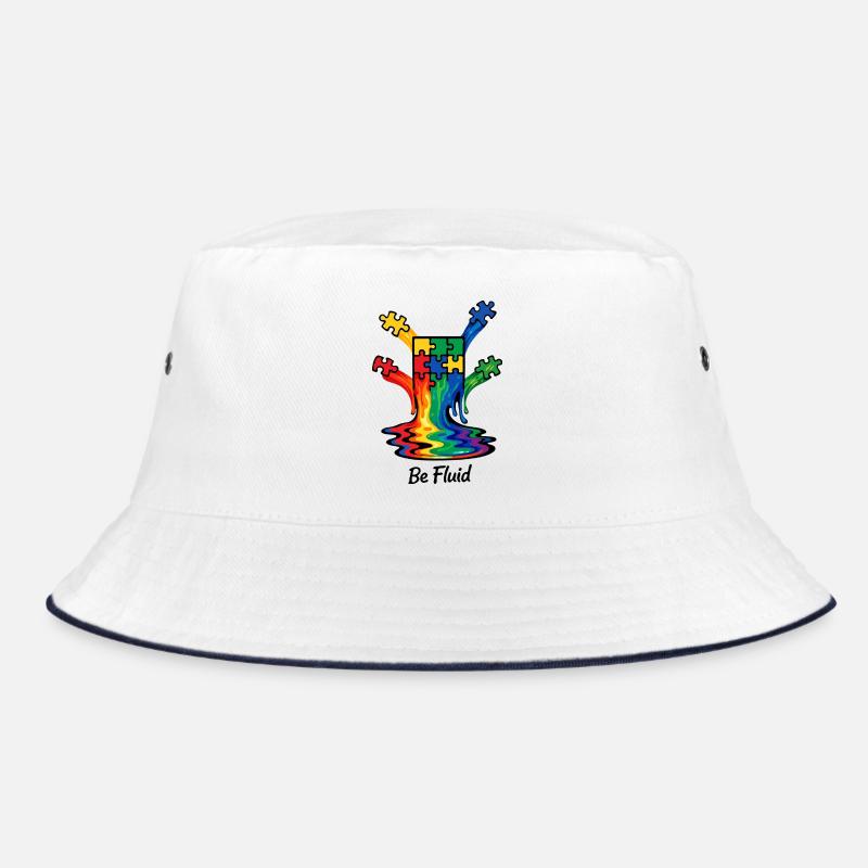Autism Puzzle Rainbow Melting Illustration Bucket Hat