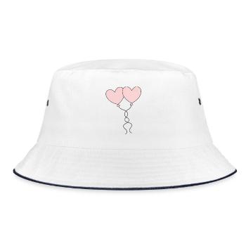 Valentinstag Pink Heart, Valentinstag - Bucket Hat - Weiß/Navy - Vorne