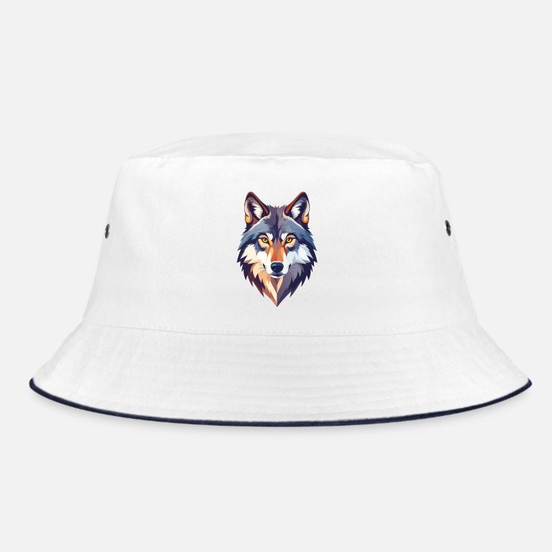 Wolf Kopf Motiv stolzer Wolfskopf Illustration Bucket Hat