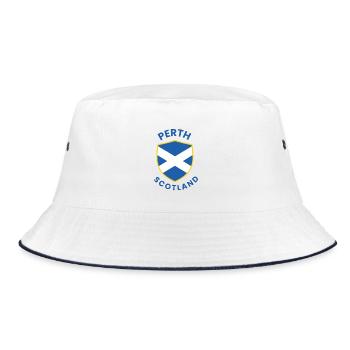 Perth Scotland Crest Shield - Bucket Hat - white/navy - Front