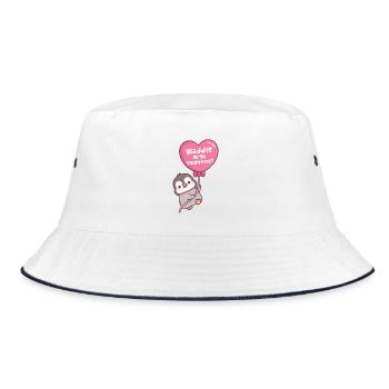 Cute Penguin Heart Balloon Waddle Be My Valentine - Bucket Hat - white/navy - Front