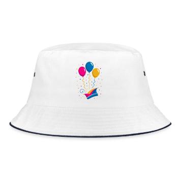 Carnival with jester's cap and colorful balloons - Bucket Hat - white/navy - Front