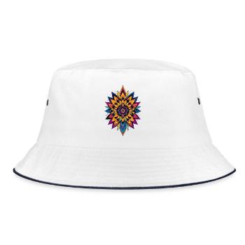 Colorful LSD Flower Mandala Color Explosion Flower Star - Bucket Hat - white/navy - Front