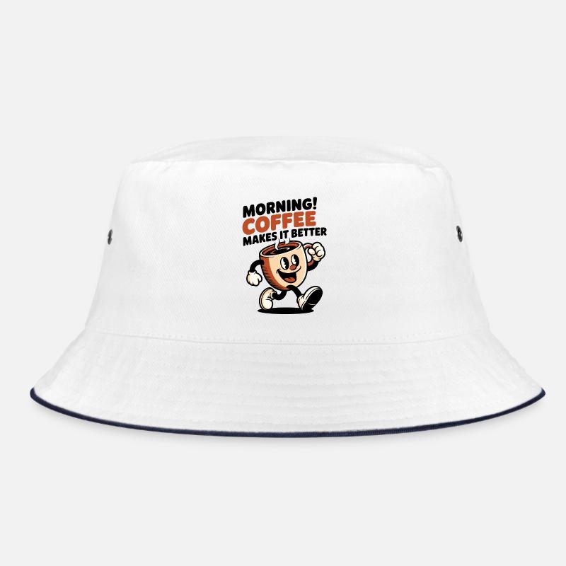 Retro Kaffeeheld Cartoon Bucket Hat
