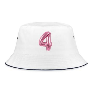 4th Birthday Shirt, Pink Balloon Helium - Bucket Hat - white/navy - Front