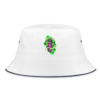 Neon Skull Skateboard Graffiti - Bucket Hat - white/navy - Front