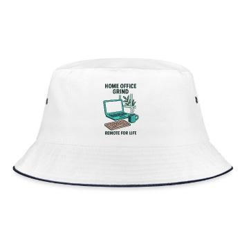 Design Home Office Grind Setup Telecommuting Quiet - Bucket Hat - white/navy - Front