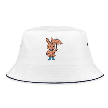 Cute Bunny Raincoat Umbrella - Bucket Hat - white/navy - Front