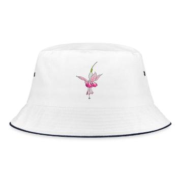 Fuchsia flower - Bucket Hat - white/navy - Front