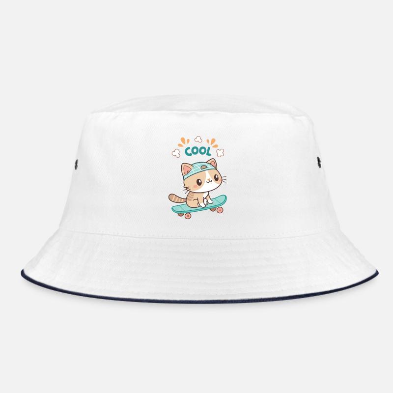 Trendy kawaii skateboard kitten Bucket Hat