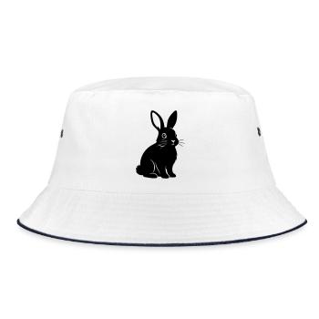 Bunny Rabbit Silhouette Black Vector - Bucket Hat - white/navy - Front