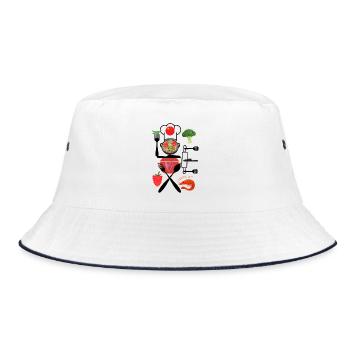 China Kitchen Collage - Bucket Hat - white/navy - Front