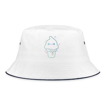 Glace kawaii pastel scintillante - Bob - blanc/marine - Devant