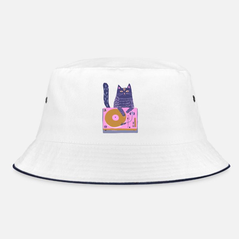 DJ Chat violet sur une platine rose Bob
