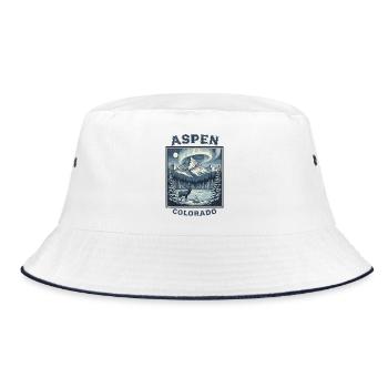 Aspen Colorado Winterurlaub Wandern Skifahren - Bucket Hat - Weiß/Navy - Vorne