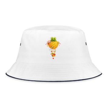 Ananas-Heißluftballon Fantasie  - Bucket Hat - Weiß/Navy - Vorne