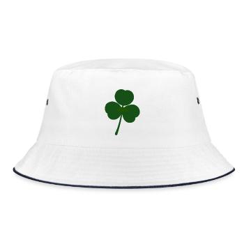 Green Shamrock Motif Print - Bucket Hat - white/navy - Front