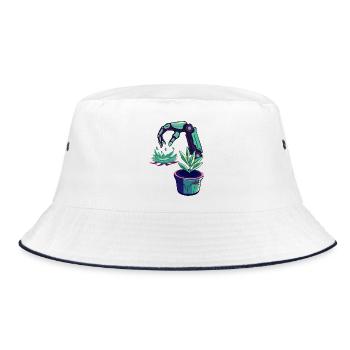 Neonroboter  - Bucket Hat - Weiß/Navy - Vorne