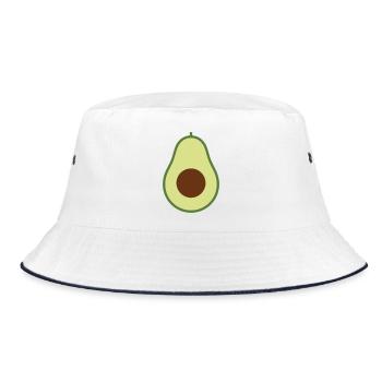 Avocado Frucht Vegan - Bucket Hat - Weiß/Navy - Vorne