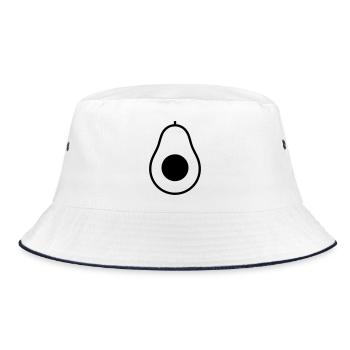 Avocado Hälfte Kern Icon - Bucket Hat - Weiß/Navy - Vorne