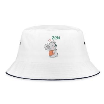 Koala Zen in Orange Sweater - Bucket Hat - white/navy - Front