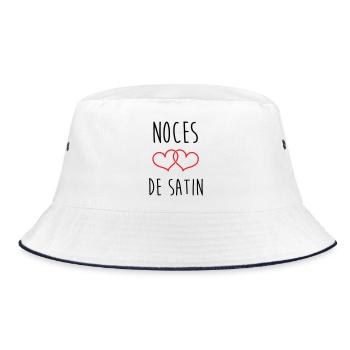 Satin-Hochzeit 24 Jahre Liebe - Bucket Hat - Weiß/Navy - Vorne