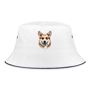 Corgi Welsh Corgi Cardigan Dog Cute Welsh Corgi - Bucket Hat - white/navy - Front