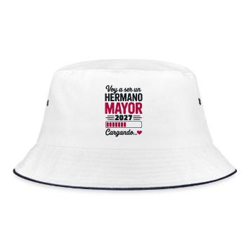 Ich werde 2027 großer Bruder. - Bucket Hat - Weiß/Navy - Vorne