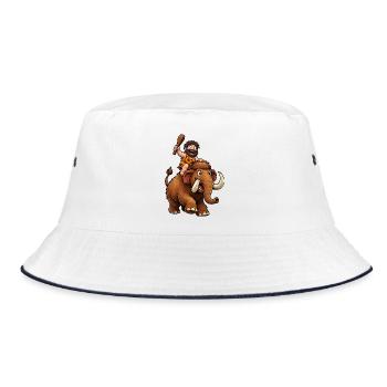 Caveman on a mammoth journey - Bucket Hat - white/navy - Front