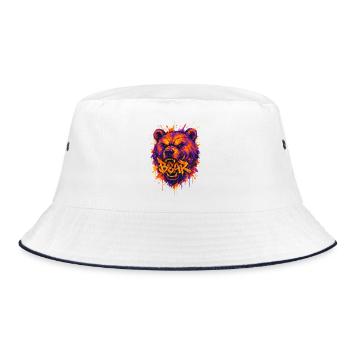 Grizzly Bear Graffiti Streetwear Design - Bucket Hat - white/navy - Front
