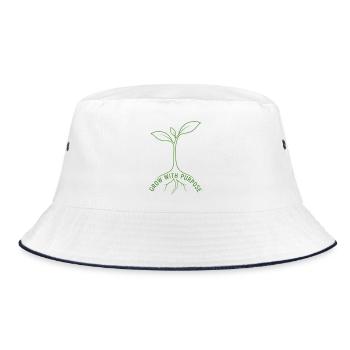 Wachsen mit Zweck minimalistische Setzlingskunst - Bucket Hat - Weiß/Navy - Vorne